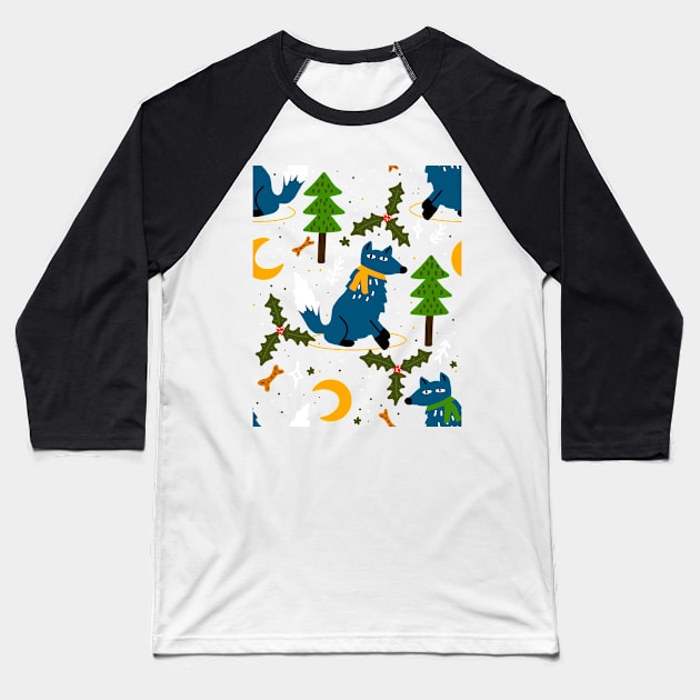 Winter Dogs Baseball T-Shirt by panco